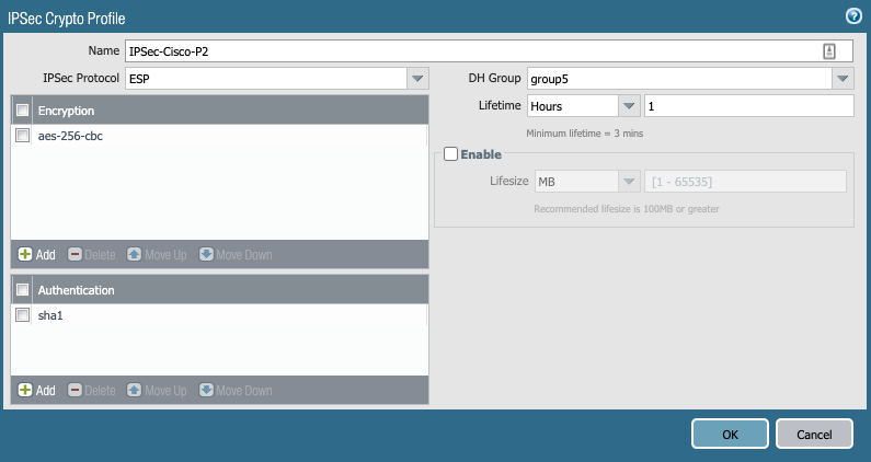 IPSec VPN between a Palo Alto Networks  Firewall and a Cisco Router