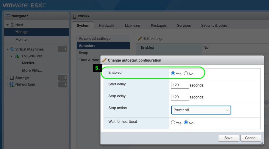 How to enable VM Autostart on VMware ESXi 7.0