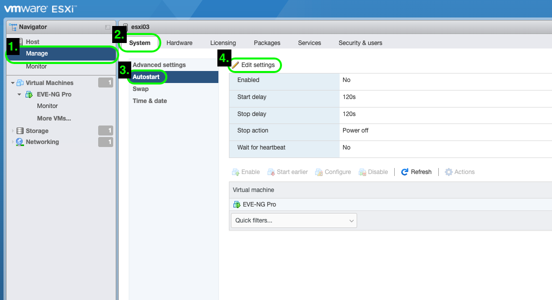 How to enable VM Autostart on VMware ESXi 7.0