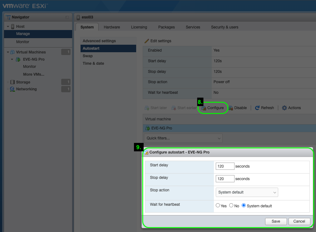 How to enable VM Autostart on VMware ESXi 7.0