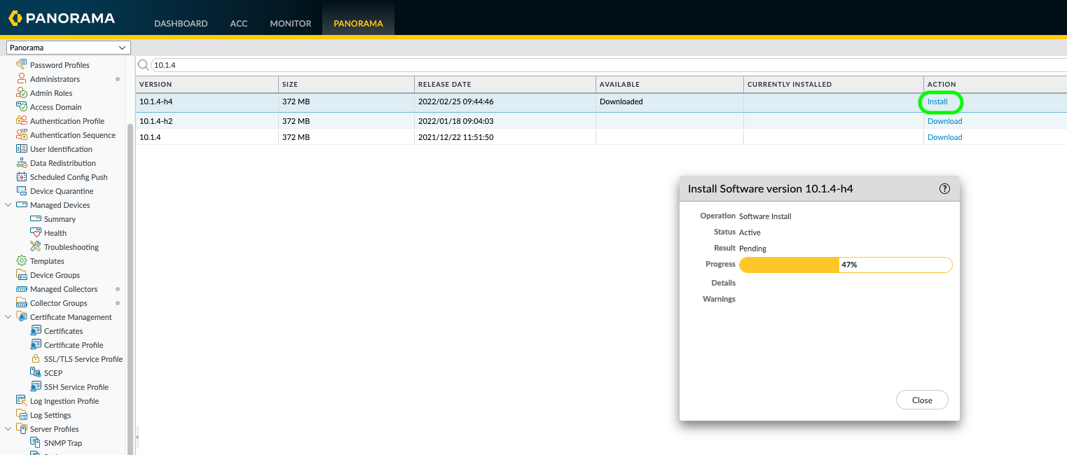 Upgrading Panorama PAN-OS Software