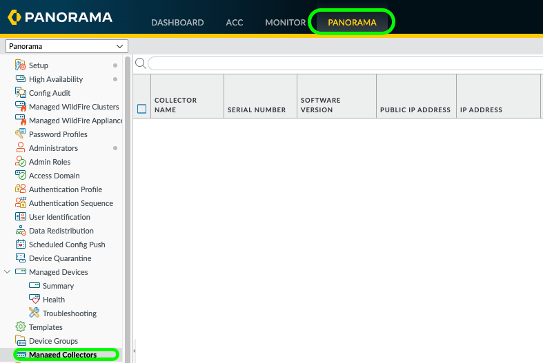 Virtual Panorama Log Collector Setup