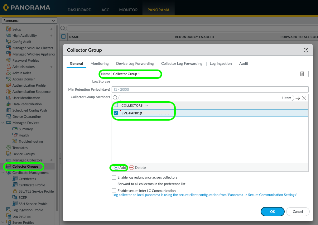 Virtual Panorama Log Collector Setup