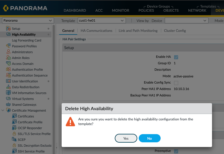 Migrate a HA Pair of PAN-OS firewalls into Panorama