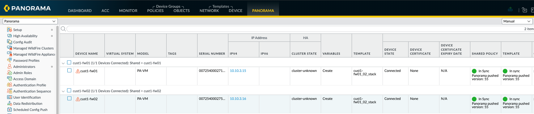 Migrate a HA Pair of PAN-OS firewalls into Panorama