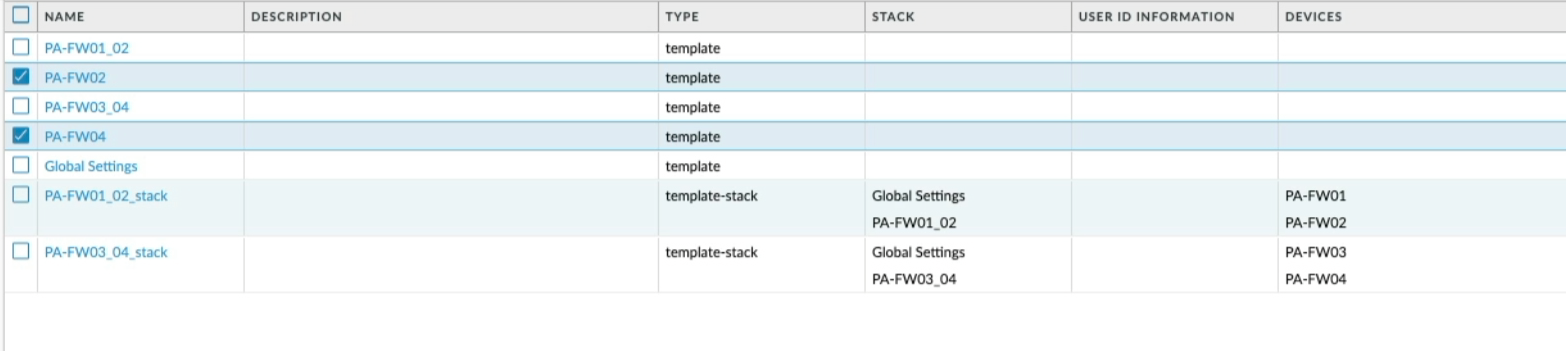 Panorama Templates and Template Stacks