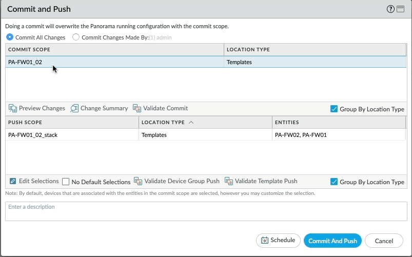 Panorama Templates and Template Stacks