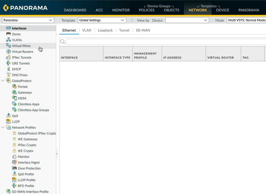 Panorama Templates and Template Stacks