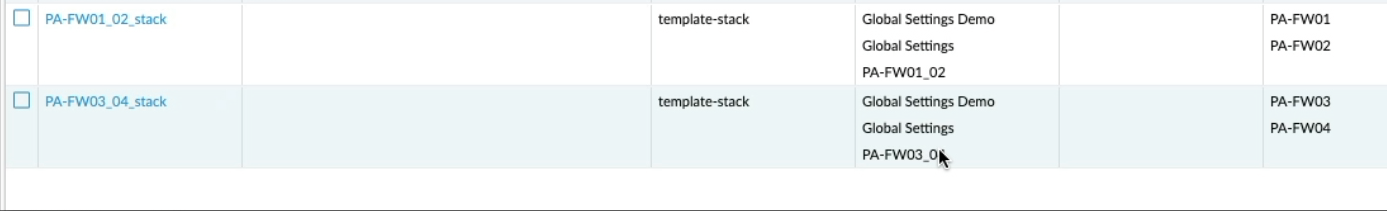 Panorama Templates and Template Stacks